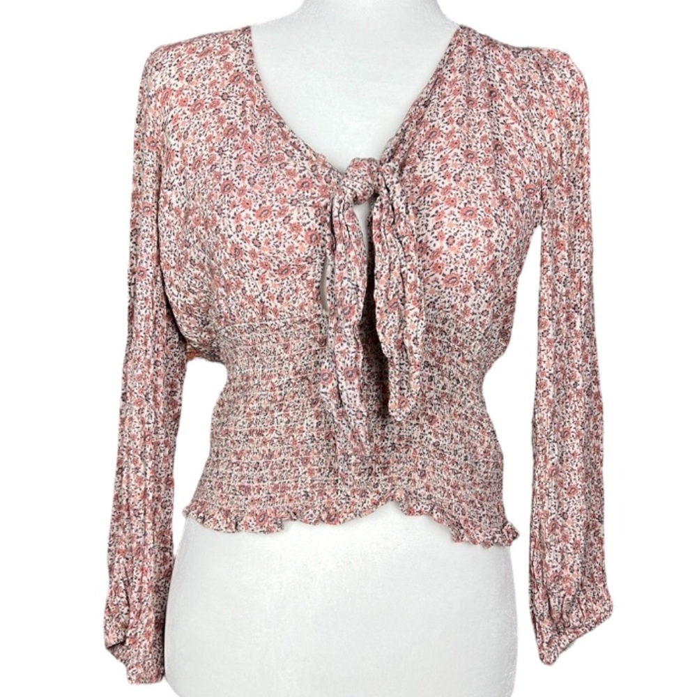 American Eagle floral crop top long sleeve